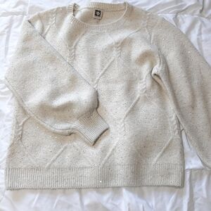 Anne Klein Ivory Sweater with Metallic Details